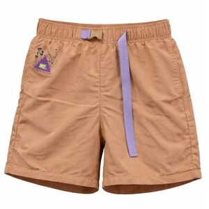 Melody Ehsani Nylon Shorts Womens Medium Tan Graphic Belted Gorpcore Streetwear